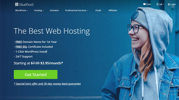 bluehost landing page